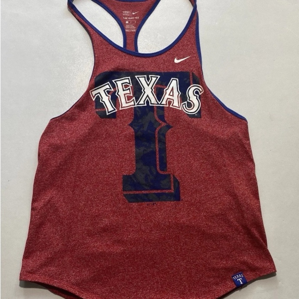 GOOD-  Size M Womens Nike Texas Rangers Baseball Tank Top Shirt Cotton Blend Red